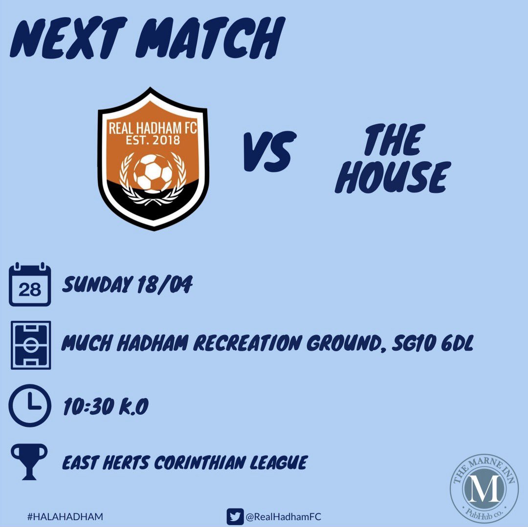 RealHadhamFC's tweet image. The boys take on The House tomorrow and win will see us go top of the league!

#HalaHadham