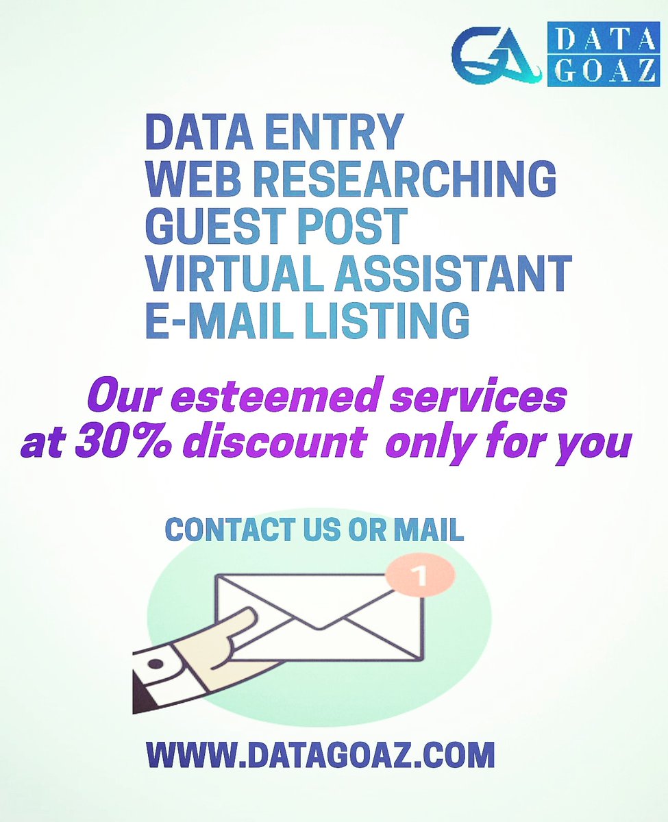 DataGoaz's tweet image. SERVICES YOU NEED.. WHOM DESCRIBE HOW WELL DO BUSINESS 
CONTACT US..
#DATAENTRY #WEBRESEARCHING #guestpost #virtualassistant #ITSOLUTIONSFORBUSINESS #ONLINEBUSINESS #MARKETINGMANGEMENT #CALIFORNIADATAENTRY #emailmarketing #wordtoexcel
#businessgrowth #businessidea #productreseach