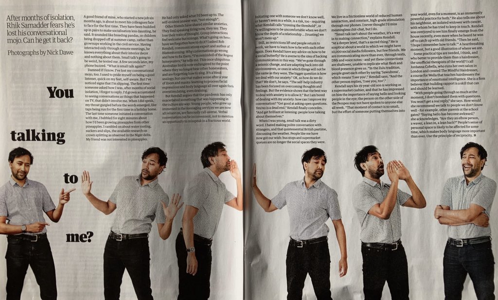 Rob Kendall (@rob_kendall) on Twitter photo For any Guardian readers, there’s an extended feature in today’s weekend magazine by the wonderfully talented and engaging <a href="/whatsamadder/">Rhik Samadder</a> about having conversations after lockdown, in which I make various appearances. For any Guardian readers, there’s an extended feature in today’s weekend magazine by the wonderfully talented and engaging <a href="/whatsamadder/">Rhik Samadder</a> about having conversations after lockdown, in which I make various appearances.