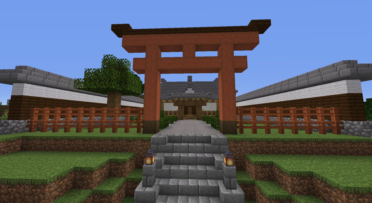 またたびのまったりマイクラ日記 ネザーゲート神社 やっぱ和風建築楽しい 御神木は大きいの生えるまでやり直すつもり Minecraft