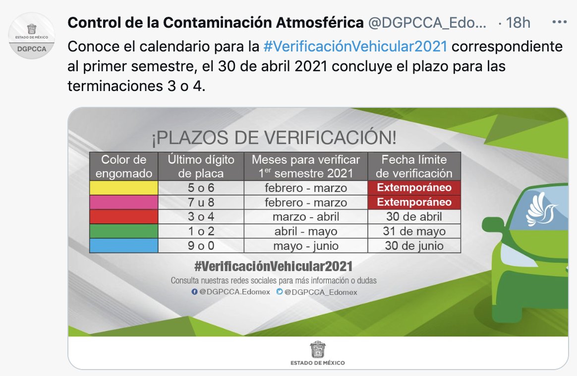 tramitescom's tweet photo. EdoMéx: Les compartimos el calendario para efectuar la #VerificaciónVehicular2021 #verificación.  😷  🚗🚙🚘   https://t.co/WA1j87lPeY    #VerificaciónEdoméx2021 #gestoríavehicular  #tramites #gestor https://t.co/Id6TAB5Gyu