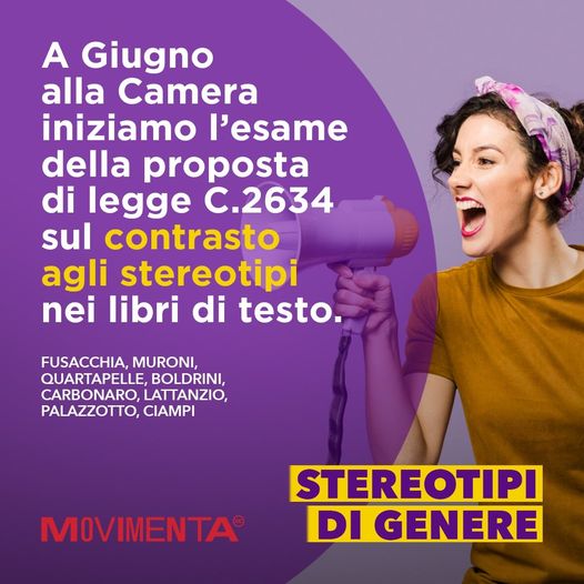 A giugno inizia l'esame della proposta di legge contro gli stereotipi e per la promozione dell'inclusione nei testi scolastici. 
Una legge necessaria per un'Italia più giusta!

#paritàdigenere #DiversityEquityInclusion