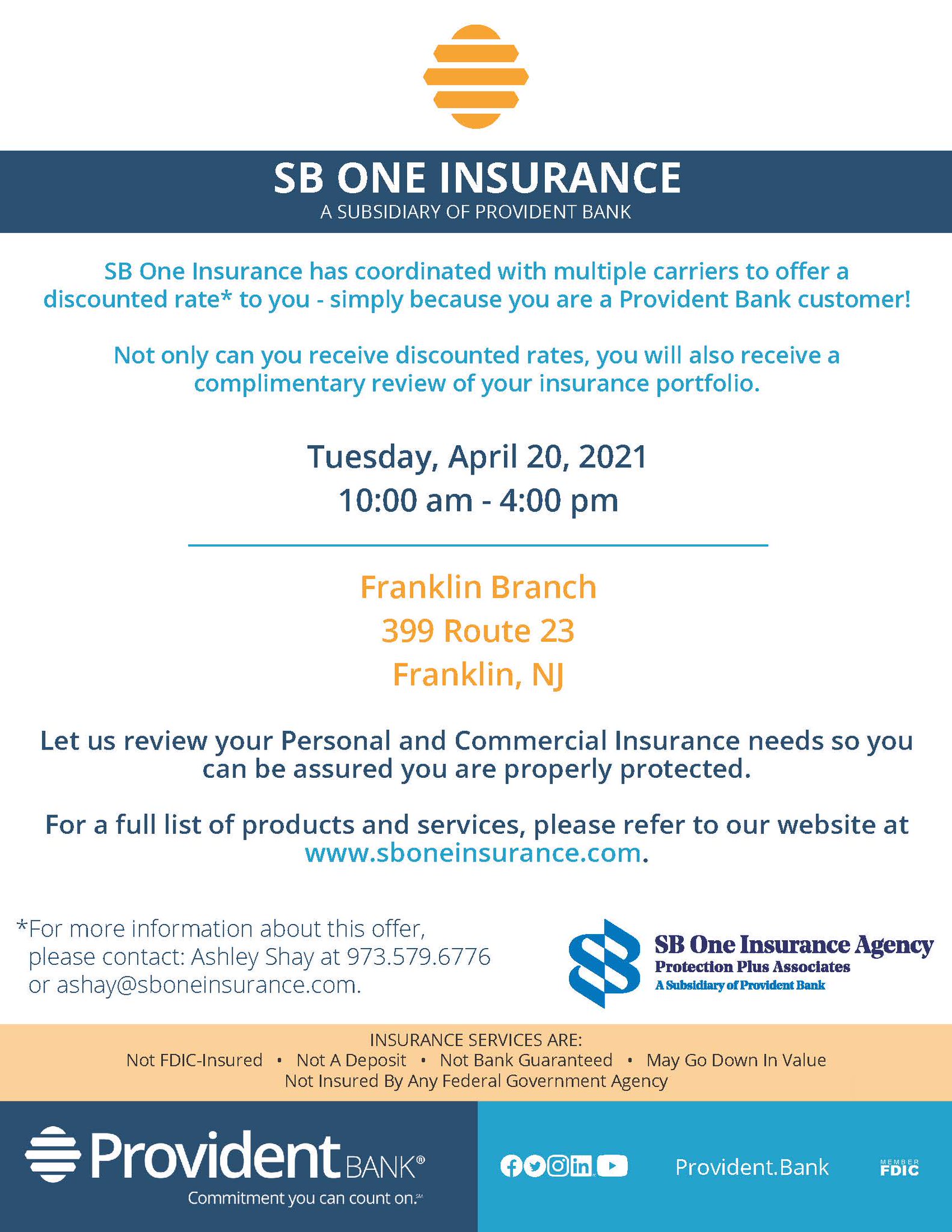 Provident Bank on Twitter "Join us on April 20, 2021 at our Franklin