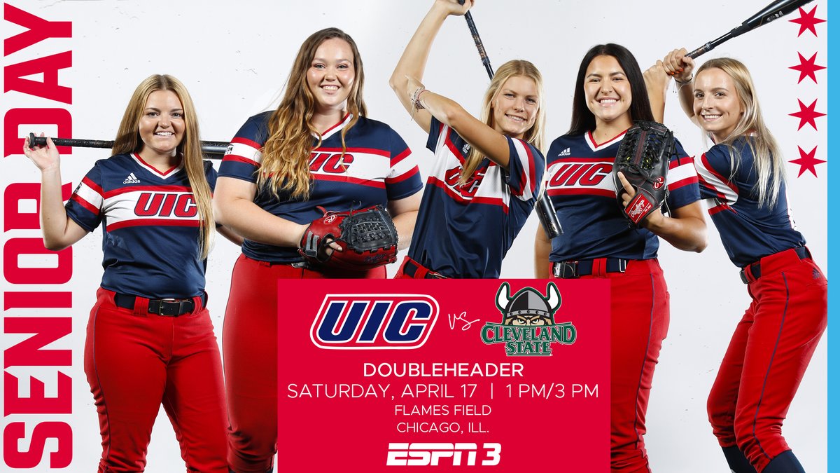 UIC_Softball's tweet photo. SURPRISE! 🥳 Not only is it GAME DAY, but it's also SENIOR DAY! We're honoring our five seniors today before first pitch at 1 p.m. CT! #FireUpFlames 

📺 (Game 1): https://t.co/6pdgWzrWQs
📺 (Game 2): https://t.co/ZfvuaAd3sX
📊 (Both Games): https://t.co/0L51CcQdEq https://t.co/uyTx3KZyen