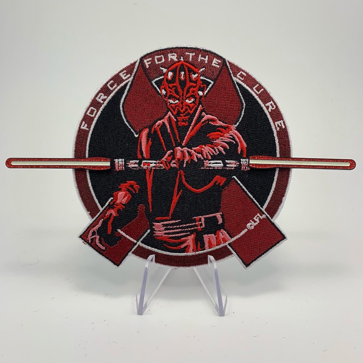 ForceForTheCure's tweet photo. ❤️ Maul Patch / Pin set! 100% embroidered 4” patch with 2 Reg Glitter Sabers with Glow In The Dark Saber Cores! Available now! Follow the link in the bio. #ForceForTheCure #ForceForTheCures #StarWars #HeartDiseaseAwareness #Charity #Donate #Pins 
#StarWars #DarthMaul #Maul #Sith https://t.co/wWbs8wP49f