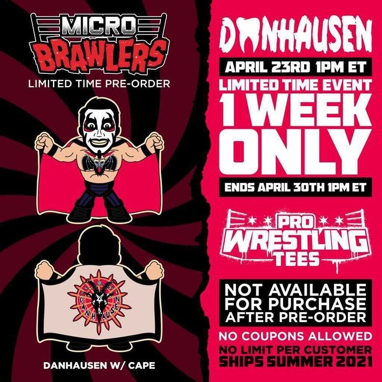 Danhausen on X: NEW Danhausen Micro Brawler from @PWTees! It will be up  starting this Friday for a week only for preorder with no limit! No missing  out! Very micro, very evil!