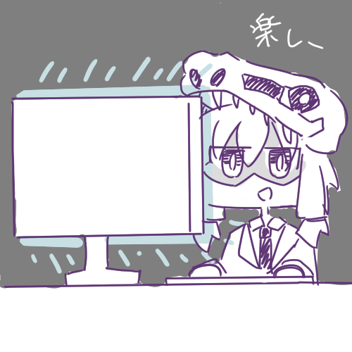 配信お疲れ様です
4/17は恐竜の日だったので私のトレードマークを被ったボイスロイドを描いていました 