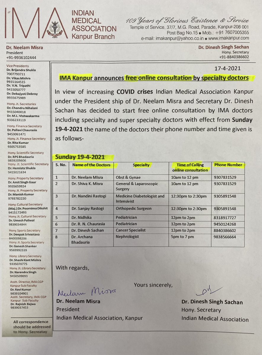  #medicine  #kanpurFightsCoronaDOCTOR ON CALL• आईएमए कानपुर की पहल, होम आइसोलेशन तथा कोरोना के हल्के लक्षण वाले रोगी.. फोन या वीडियो कॉल के द्वारा घर बैठे डॉक्टर से कंसल्ट कर पाएंगे• समय सारणी और कॉन्टैक्ट डिटेल्स नीचे दिए गए चित्र पर उपलब्धबहुत बहुत धन्यवाद  @IMAIndiaOrg