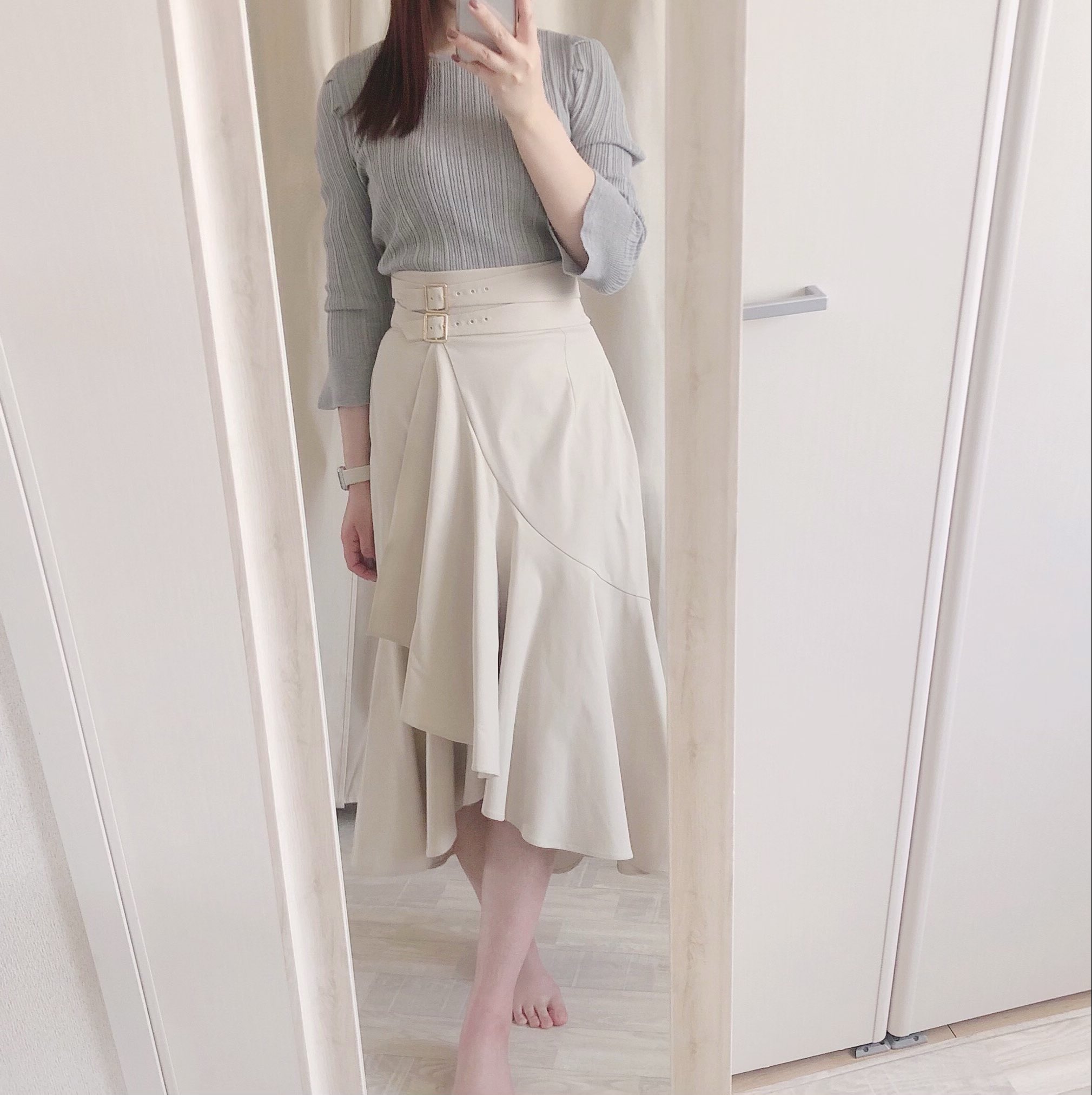 半額SALE／ herlipto Belted Wrap-Effect Twill Skirt