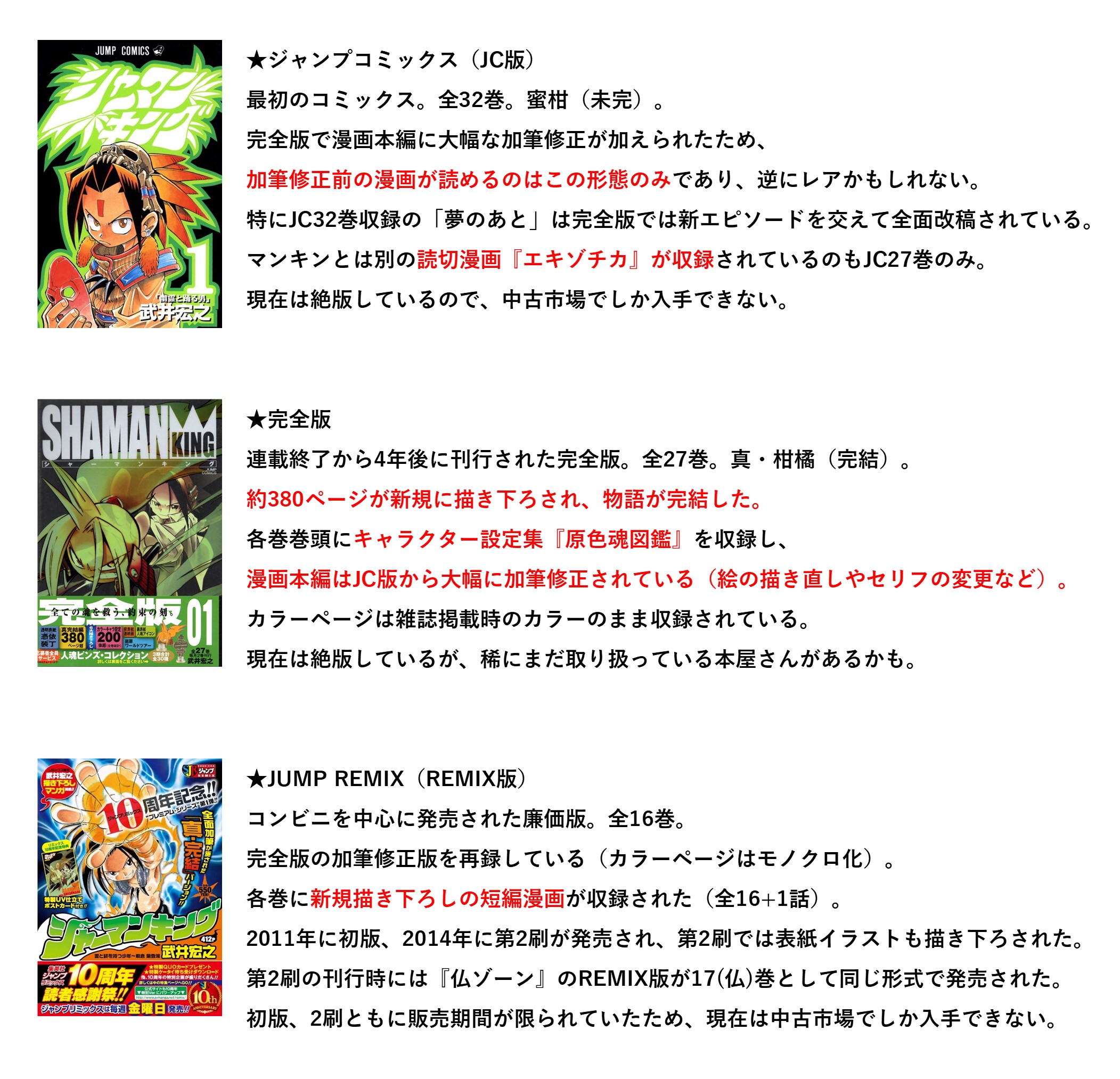 ナゾレン Shaman King シャーマンキング の原作が気になってるけど 種類多くてどれ読めばいいのかよくわからんって人向けに これまでに発売された各コミックスについてザックリまとめました 結論から言うとkc完結版がオススメです Shamanking
