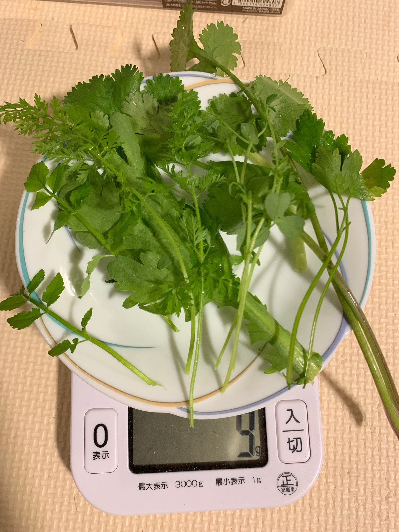 りゅん ちなみに今日は キャベツ 春菊 パクチー 人参の葉 セリ 豆苗 イタリアンパセリ 計9ｇ T Co On5f1dwvgc Twitter