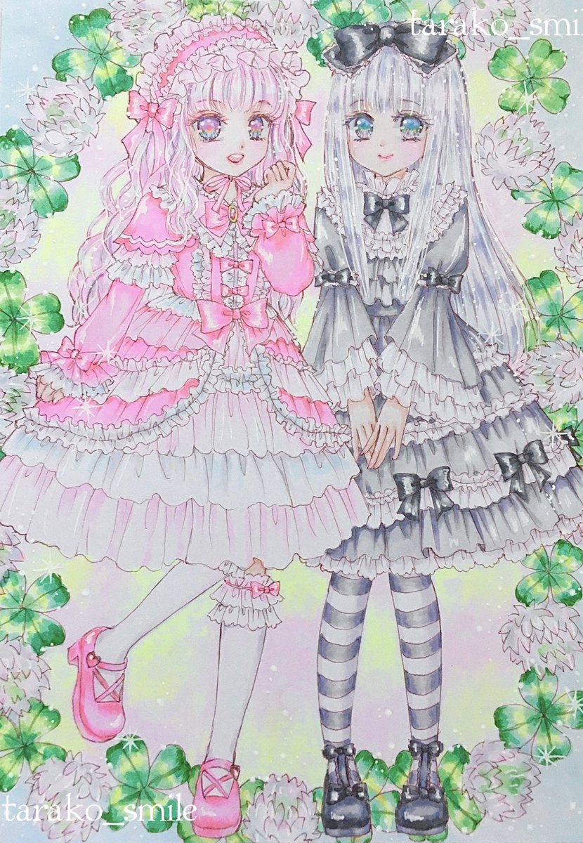 見た人もなにか無言で2人組をあげる タラコのイラスト