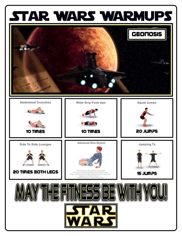physedreview's tweet photo. As we approach #Maythe4th I will post one activity a day that is #physed related. Up first, “May The Fitness Be With You”. 
14 different station signs.
Found here...
https://t.co/eZcaUVI8S5
#pegeeks #sdinpe https://t.co/XqVunvEeno