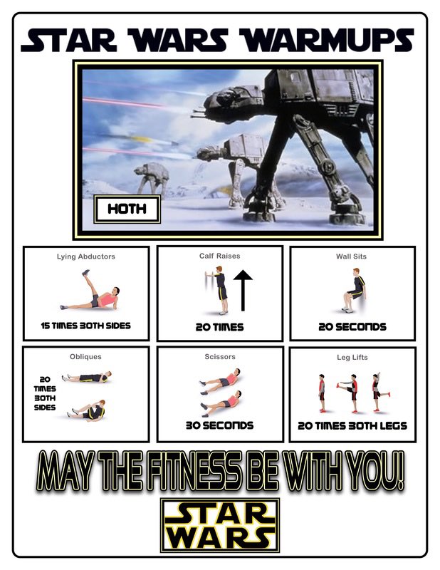 As we approach #Maythe4th I will post one activity a day that is #physed related. Up first, “May The Fitness Be With You”. 
14 different station signs.
Found here...
physedreview.weebly.com/uploads/1/3/0/…
#pegeeks #sdinpe