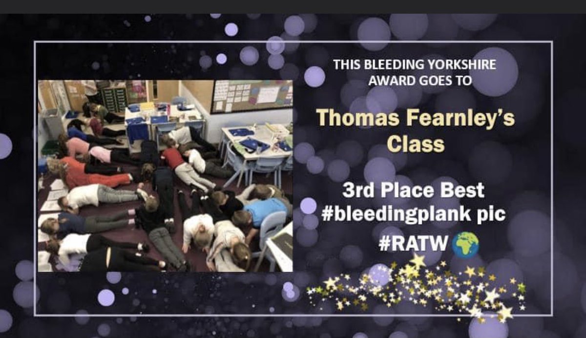 BleedYorkshire's tweet photo. 🥉3rd place for best #bleedingplank picture 🥉 goes to THOMAS AND HIS FRIENDS AT SCHOOL! ☺️Great team effort getting all the class involved!🏆Well done everyone!😊 #RATW #WHDAY2021 @anne_penn @thuvia2014 https://t.co/MGnWUduK3U