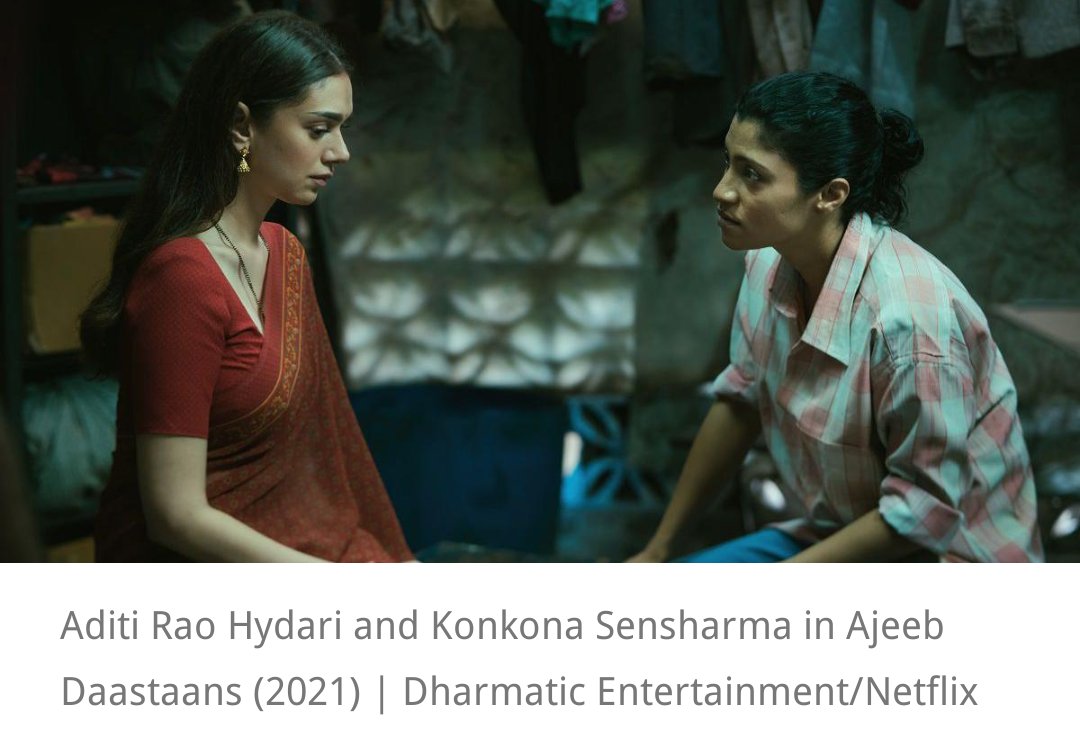 raushan24's tweet photo. Congratulations @ghaywan for bringing #GeeliPuchi in #AjeebDaastaans. Awesome @konkonas and @aditiraohydari . @NetflixIndia @karanjohar https://t.co/rZCvngtlfk