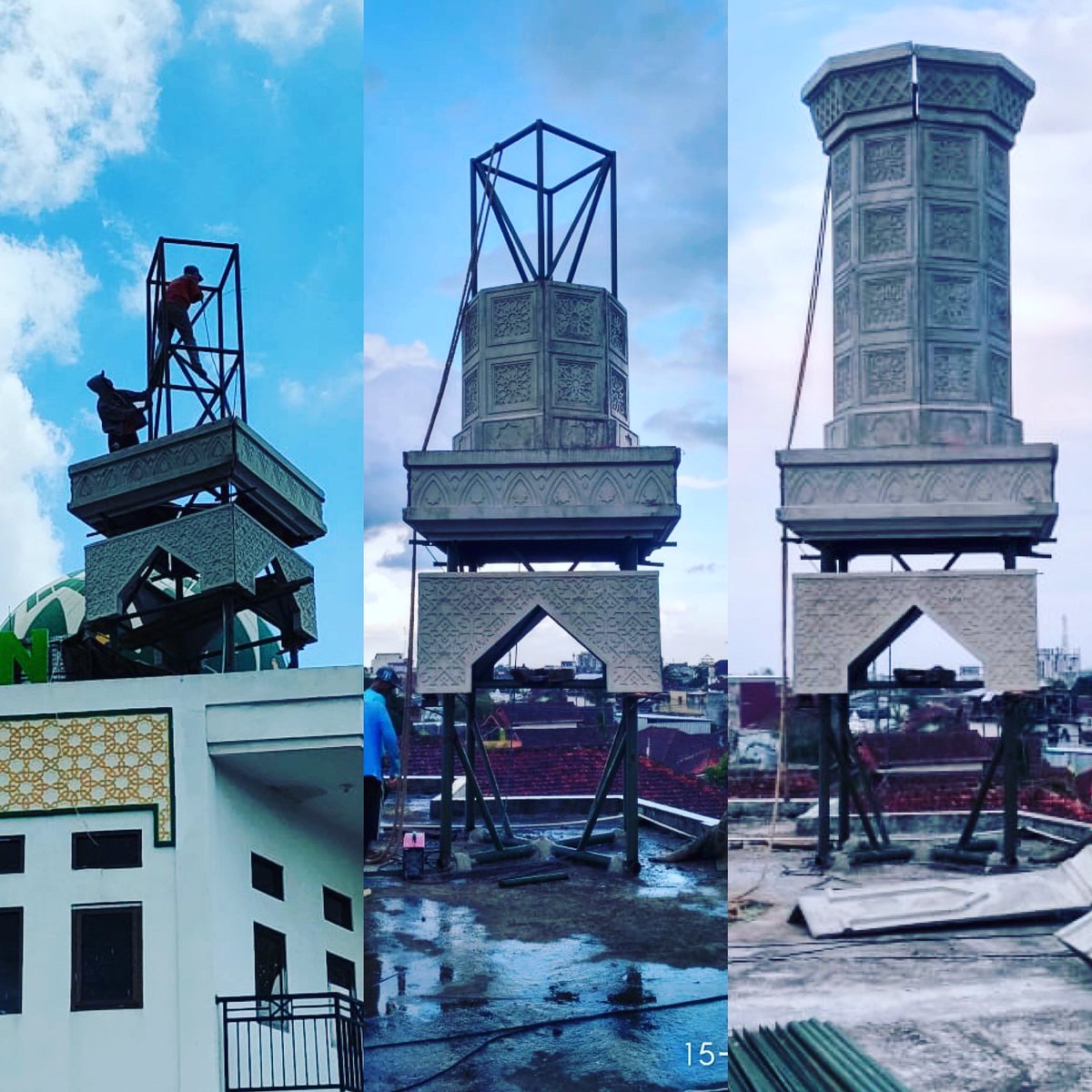 ecepyasa's tweet photo. Puasa hari ke-5, Menara Masjid Jami Barokatul Muslimin mulai tampak berdiri kokoh. Insya Allah tiga menara bisa diselesaikan pada penghujung Ramadhan. Amin, mohon doanya selalu, Sodara. https://t.co/bBJBYJH1i8
