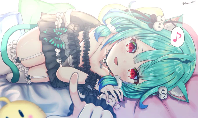 起きないならイタズラしちゃうよ～ん♪
あ。
ううっ…!

途中で照れるしあちゃん。
#絵クロマンサー 
#潤羽るしあ 