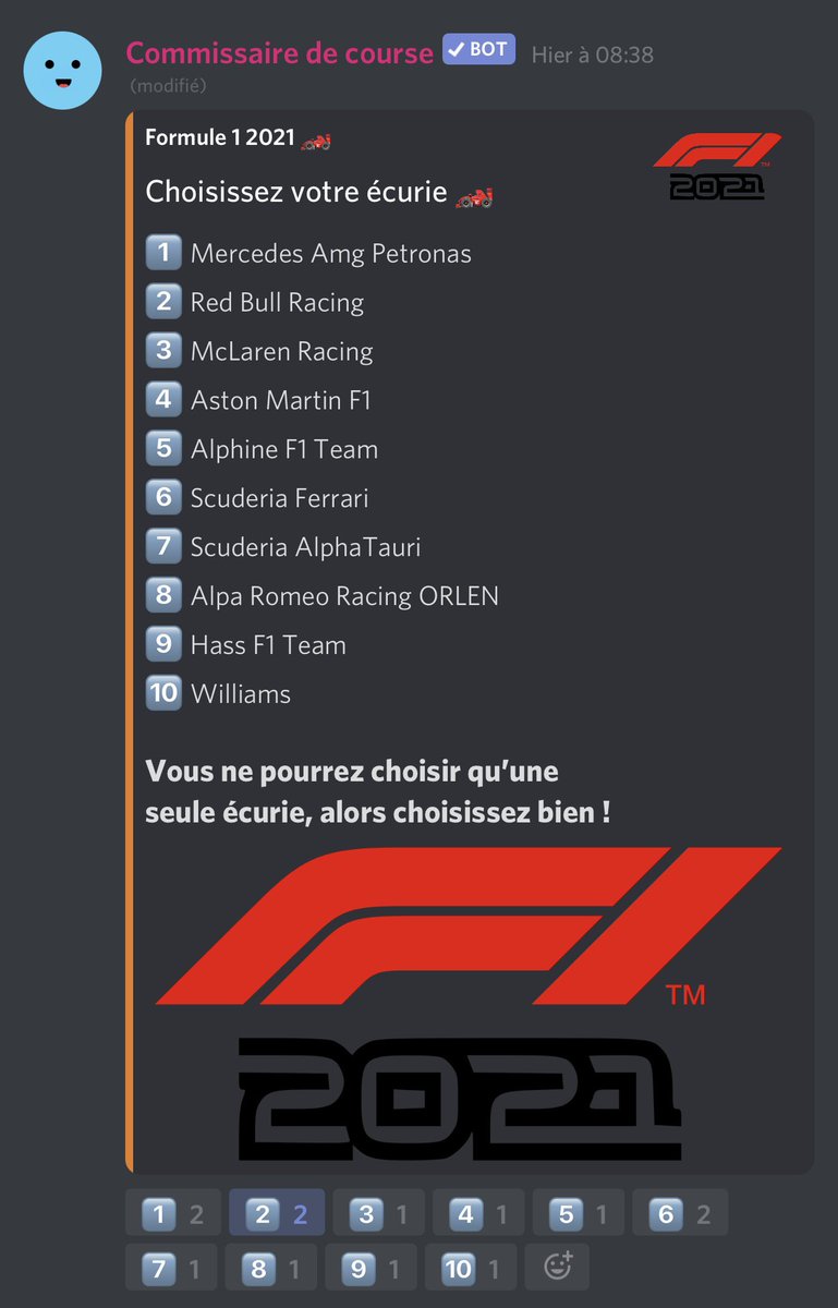 Oula, le commissaire de course vient de me dire que le serveur est ouvert !!

Communautaire, ligues, tournois et concours n’hésitez pas à le rejoindre on vous attend nombreux !🐯🐯

discord.gg/VCyMUXpPEa

#Concours #giveaway #Formula1 #formule2 #eSports