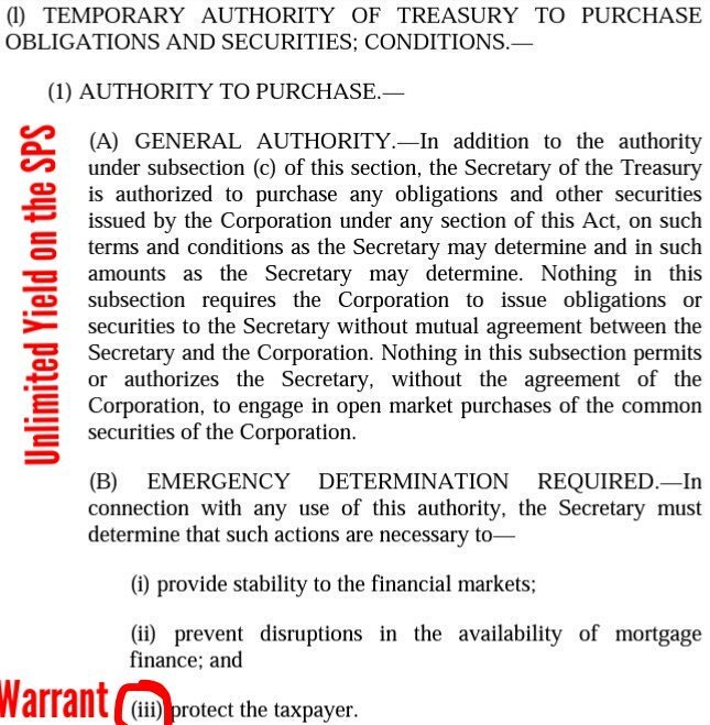 THE CERTIFICATE OF DESIGNATION OF SPS IS NULL, UNLESS IT COMPLIES W/ THE STATUTORY PROVISIONS
HERA allowed UNLIMITED yield on SPS(10%/NWS div)but it's restricted(Recap),unless it's applied towards the repayment of the SPS & Recap(CFR)
Cheap borrowing from UST prevails.#Fanniegate https://t.co/9bzdoBF1wy https://t.co/AH5TqUXGZG