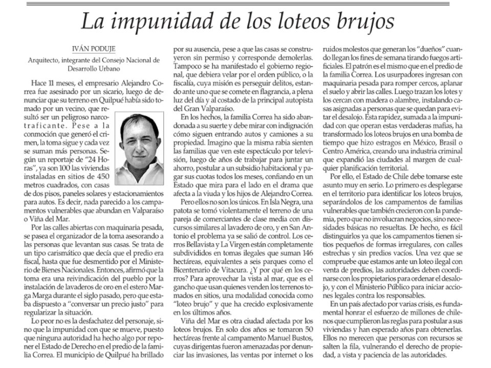 ipoduje's tweet image. Alejandro Correa fue asesinado por denunciar la toma de su terreno, hoy parcelado con sitios grandes y estacionamientos

No son campamentos vulnerables. Son "loteos brujos" que venden sitios robados, mientras millones postulan al Serviu y esperan años su casa. Vía @ElMercurio_cl