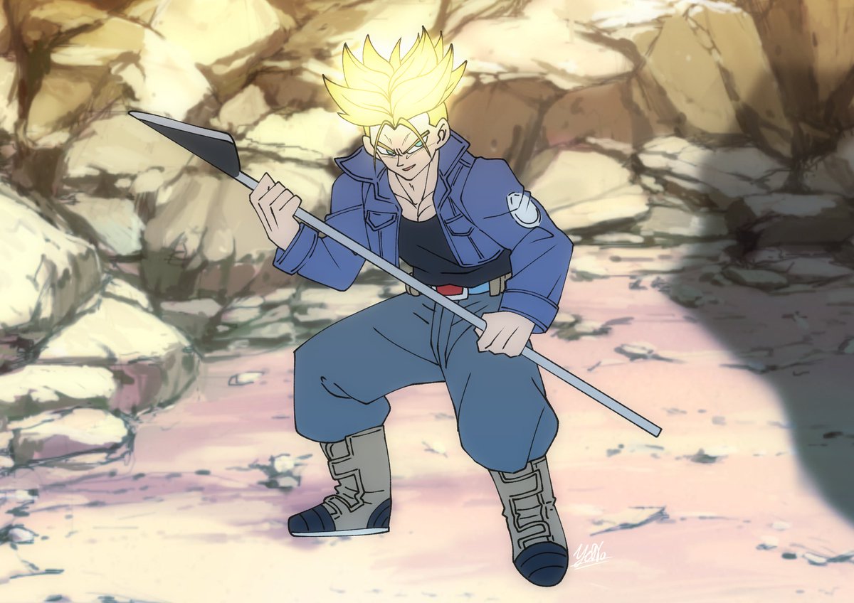 YekulNora's tweet photo. I don’t have much free time so i just do base color for this
May i introduce to you Trunks holding famous (recently) Vietnamese weapon  🥲🥲🥲🥲🥲
#dbz #fanart https://t.co/2BHob1tV23