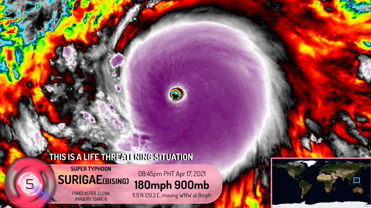 ForceThirteen's tweet photo. #BREAKING - #Surigae #BisingPH intensifies to Category 5, It may bring dangerous winds and heavy rainfall that may bring flooding, Residents living there should prepare as it is expected to impact #Philippines https://t.co/ELhsF4LIgr