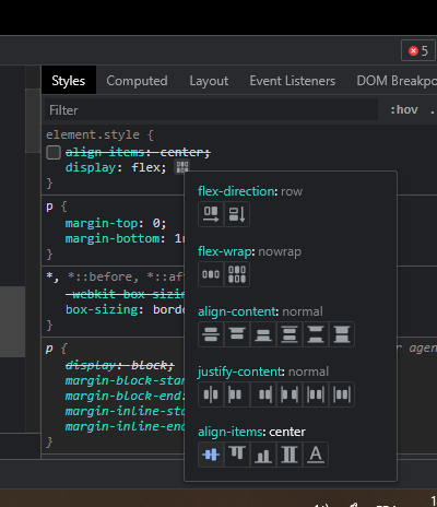 Milidru's tweet image. #flexboxEditor C&apos;est nouveau? Je suis sur Brave, je n&apos;ai aucune extension sur ce pc, et je remarque ça cet après-midi ! C&apos;est très pratique pour jouer avec display : flex #displayFlex #Brave