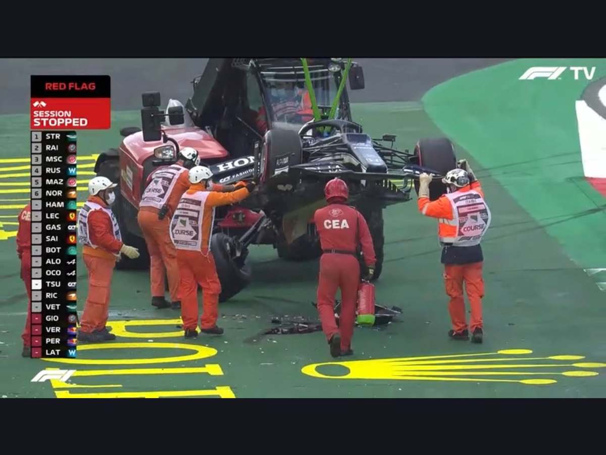 JoyTour's tweet photo. Vaya forma de destrozar toda la parte trasera de un monoplaza y poner a trabajar a su escudería antes del #ImolaGP... #Tsunoda detiene la #Quali1 y está muy enojado.
#Alonso se cuela en #Quali2.
#Pérez a poner a punto los neumáticos y a trazar bien el circuito.
#SpeedUp #F1 https://t.co/xYBmWjdaTG