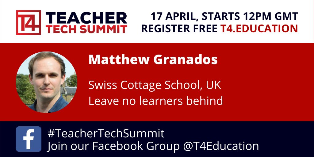 Matthew Granados, Swiss Cottage School, UK
<a href="/MattGranados1/">Matt Granados</a> is sharing on Introduction to Leaving No Learner Behind.
#TeacherTechSummit #T4Conf #EDTech