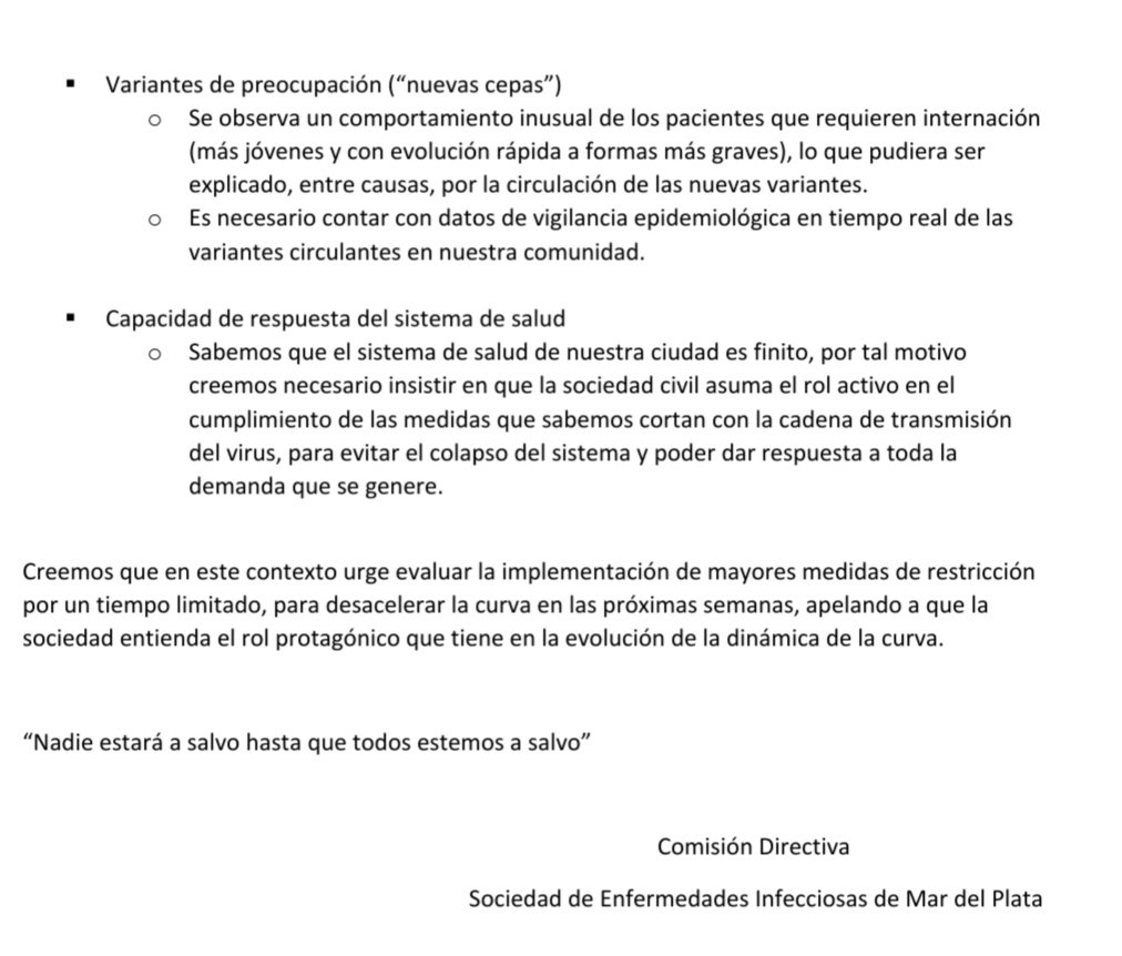 La asociación de enfermedades infecciosas de Mar del Plata informa y advierte sobre la delicada situación epidemiológica en la ciudad