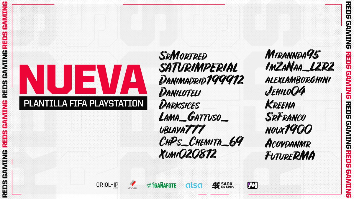 Presentamos la que será nuestra nueva plantilla de jugadores en #ClubesPro de #PlayStation.

Tenemos nuevas incorporaciones que se unen a los viejos conocidos para competir en <a href="/VFOspain_ps/">VFOspain PS</a> <a href="/VPGPremier/">VPG Esports Premier</a> <a href="/VPG_Spain/">Virtual Pro Gaming España</a> y la nueva competición @e_contenders.

#GoReds🔴🦅