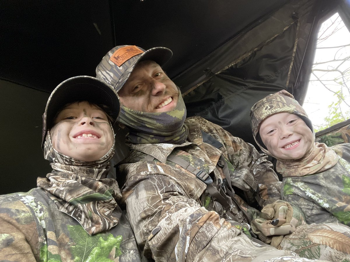 CoachTDEHS's tweet photo. Well we didn’t have any luck this opening day but very happy to spend some time in the woods with my sons and teaching them about the woods! #ChasingThunder #FatherSonTime https://t.co/wZyKzEJOKQ