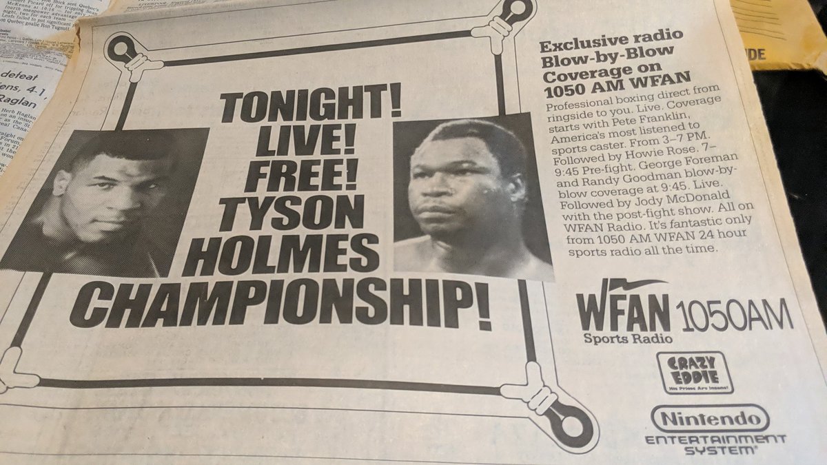 jimcalbi's tweet photo. Stumbled on this while reading thru an old Star Ledger (1/22/1988). The reason I have it is immaterial. The 1050 WFAN was funny to see. @WFAN660 https://t.co/7QBg5FPc8t