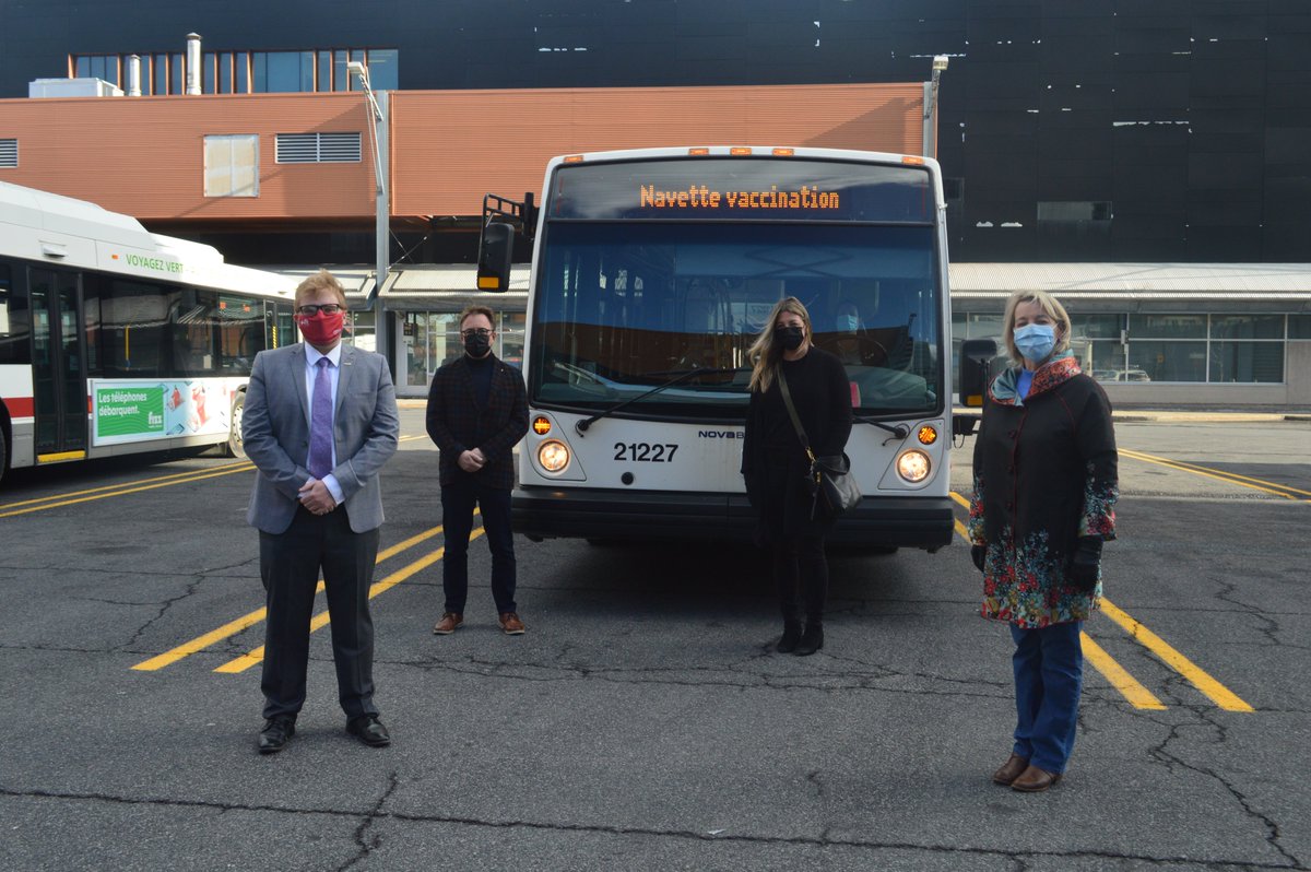 C’est un départ pour notre service de navette gratuite du terminus Longueuil vers le site de vaccination de l’hôtel Mortagne à Boucherville! 
Horaires et trajets détaillés : bit.ly/2PQlx21
<a href="/cisssme/">CISSS Montérégie-Est</a>