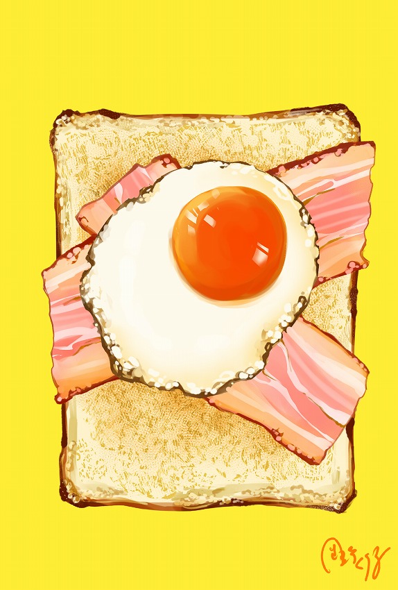 food egg (food) no humans food focus fried egg simple background yellow background  illustration images
