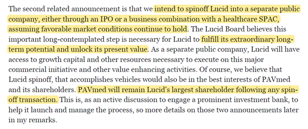 27/ Important point to note -  $PAVM is looking to spin-off Lucid into separate co. Announced intention as of 2/22/21.Already hired bankers. Unsure if going traditional route or SPAC merger route.Mgmt believes Lucid can better capitalize on potential if trade separately.