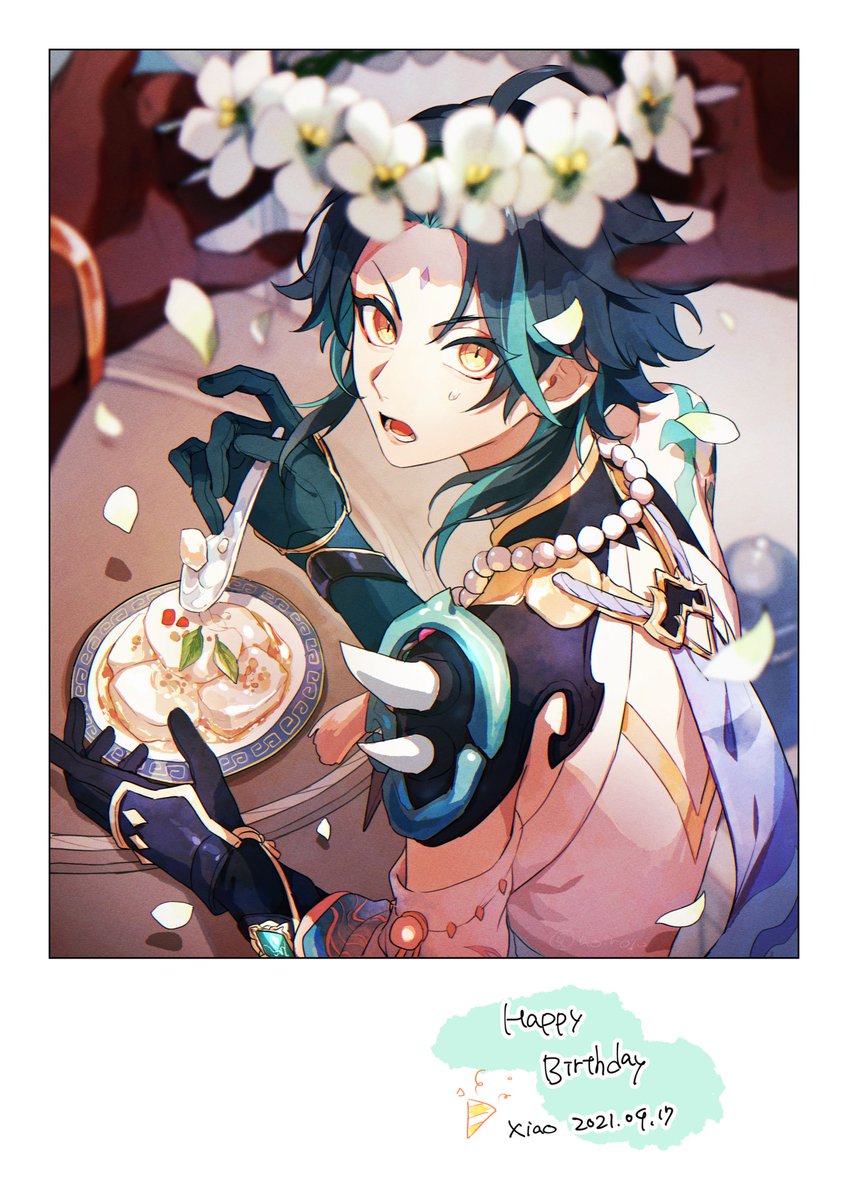 魈|ショウ(原神) 「#原神 #魈生誕祭2021

✨Happy Birthday✨おめでとう〜!? 」|青色おと🍙🍵のイラスト