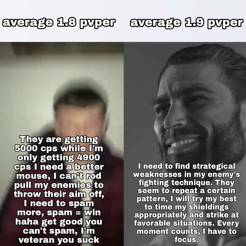 Minecraft Memes Seriously 1 8 Pvp Is Just Spamming The Buttons With No Skill Involved How Come People Still Enjoy It