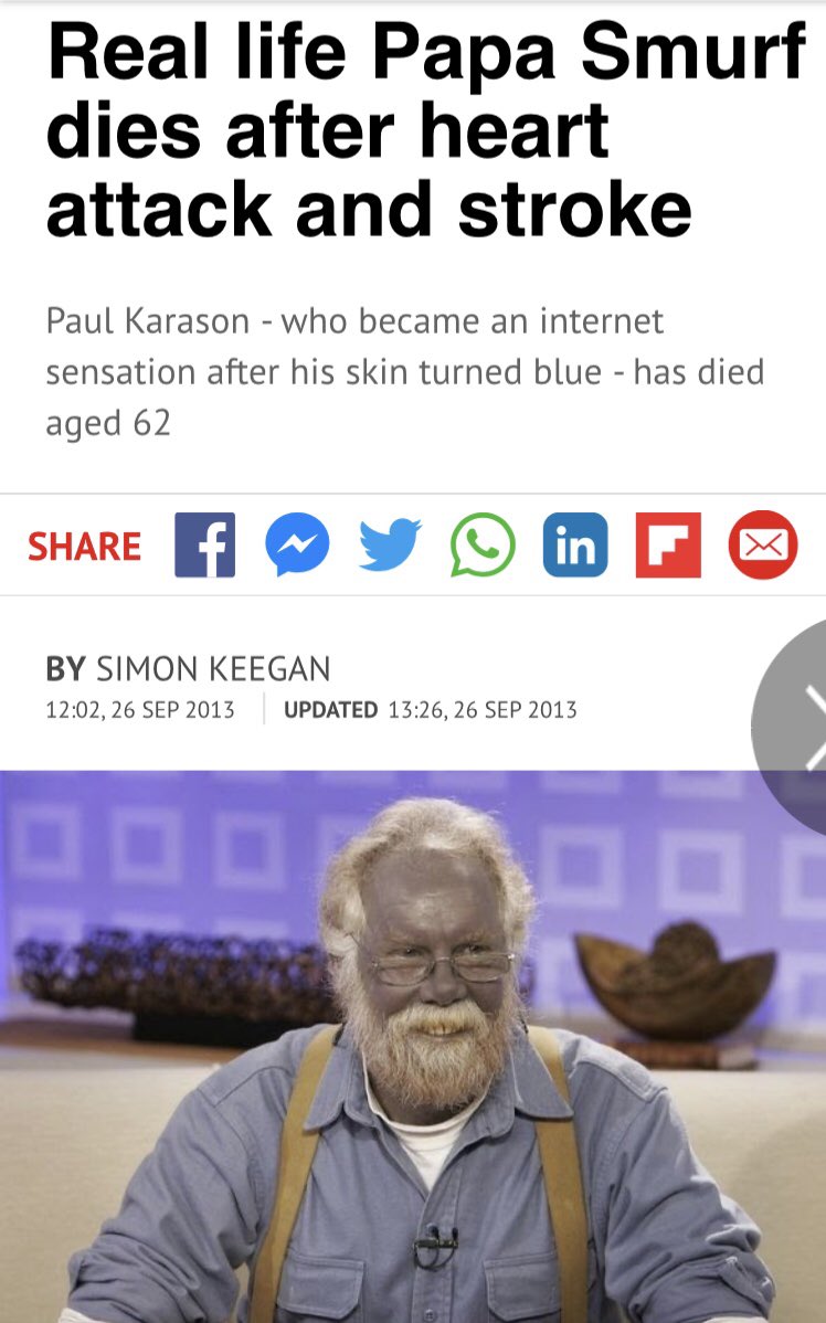 Internet Sensation 'Papa Smurf' Dies; Other Blue People Live On