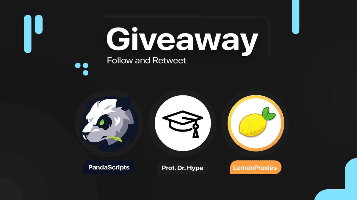 🥳GIVEAWAY 🥳 We’ve teamed up with @PandaScripts and @Lemon_Proxies to provide you another Giveaway. Prizes: 3x @ProfDrHype Monthly 1x @PandaScripts Key 2x @Lemon_Proxies 2GB To Enter: - Like + RT ❤️ - Follow all Accounts Good Luck! 🎓