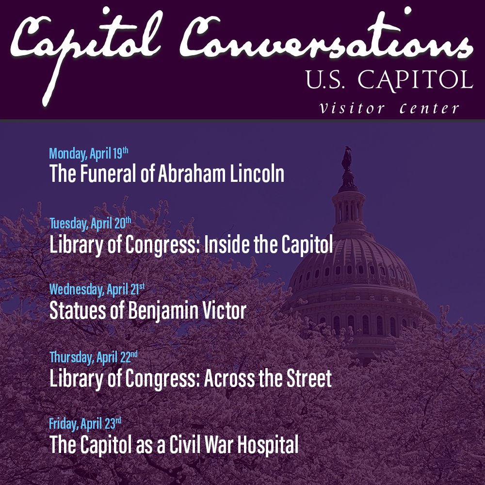 Sculptor Benjamin Victor created 3 beautiful works in the Capitol. Capitol Conversations proudly welcomes him Wednesday, April 21, to discuss his work and his impact. We hope you'll join us. Register for this week's sessions visitthecapitol.gov/capitol-conver… Weekdays at 1 pm on Zoom.