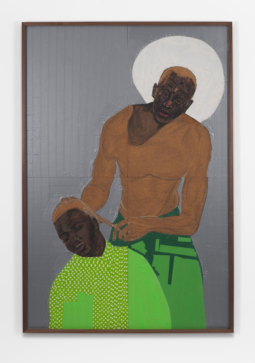 curate_LA's tweet photo. Serge Attukwei Clottey "Local barber", "Yellow sisi", "Nana Afreh", and "Adrien" in 'BEYOND SKIN' at #SimchowitzGallery. Opening today, 12-6pm. On view through May 8. #SergeAttukweiClottey. https://t.co/ifIOITdVbL https://t.co/NADTCrQWxD