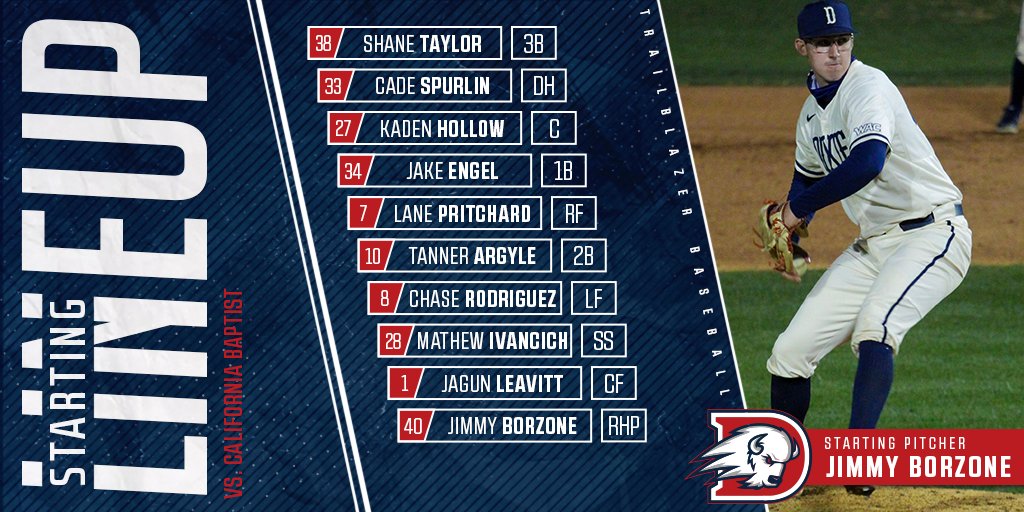 UtahTech_BASE's tweet image. Your starting lineup for G1 of Saturday's DH vs. @CBUbaseball. #DixieBlazers #WeAreONE #WACbsb