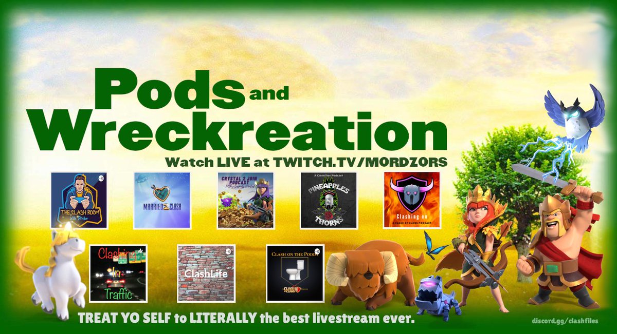 Be sure to catch tonight's livestream of the PODS and WRECK multi-<a href="/ClashofClans/">Clash of Clans</a> podcast mixer war inspired by Parks &amp; Recreation! 👏 Mordzors will begin streaming at 6pm Eastern/10:00 UTC on his Twitch channel twitch.tv/mordzors ! 🖥️