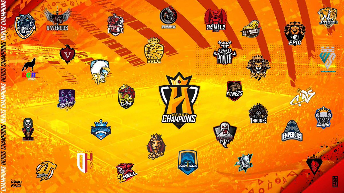 الاندية المشاركة في بطولة HerosChampions بنسختها الثانية

- بالتوفيق للجميع 🔥💛. 

توقع الفائز بالبطولة لربح ( 20$ ) . 
<a href="/_RDdes/">Raed | Designer</a> 

#بروكلوب|#برو_كلوب|#HerosChampions