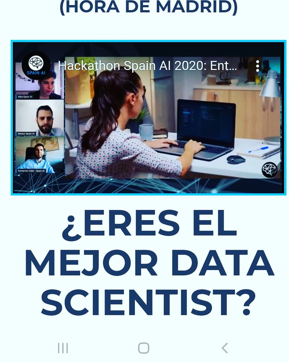dcalomarde's tweet photo. Disfrutando en la entrega de premios del #HackathonSpainAI2020 @Spain_AI_
#mejordatascientist #businessdatascientist #informática #tecnología #innovación @MujeresTech https://t.co/5qiwQ7kDjc