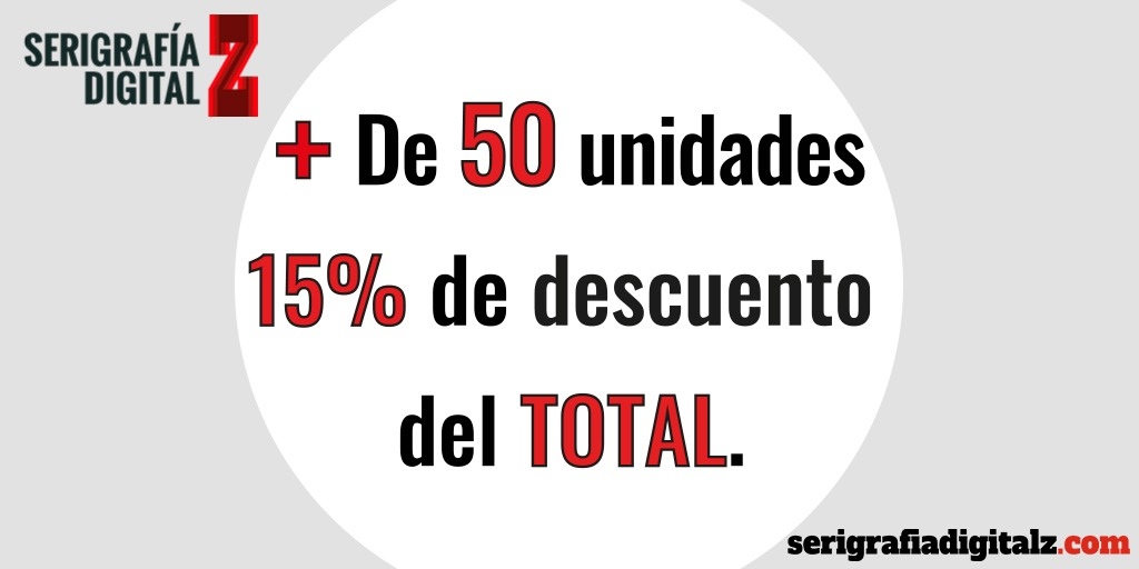 ¡Estamos que lo descontamos! Si encargas o personaliZas más de 50 unidades de cualquier prenda de ropa de nuestra tienda... ¡Te llevas un 15% de descuento sobre el precio total! Pídelos en tienda@serigrafiadigitalz.com y hacemos un presupuesto a tu medida 💰💰💰💰💰💰