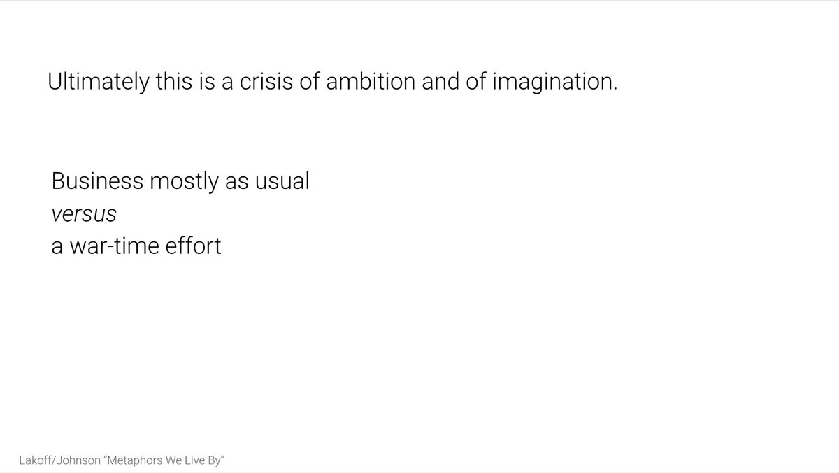 Ultimately this feels like a crisis of ambition and of imagination.It feels like we've just given up. It's this defeatist position which I find deeply unsettling and sad.