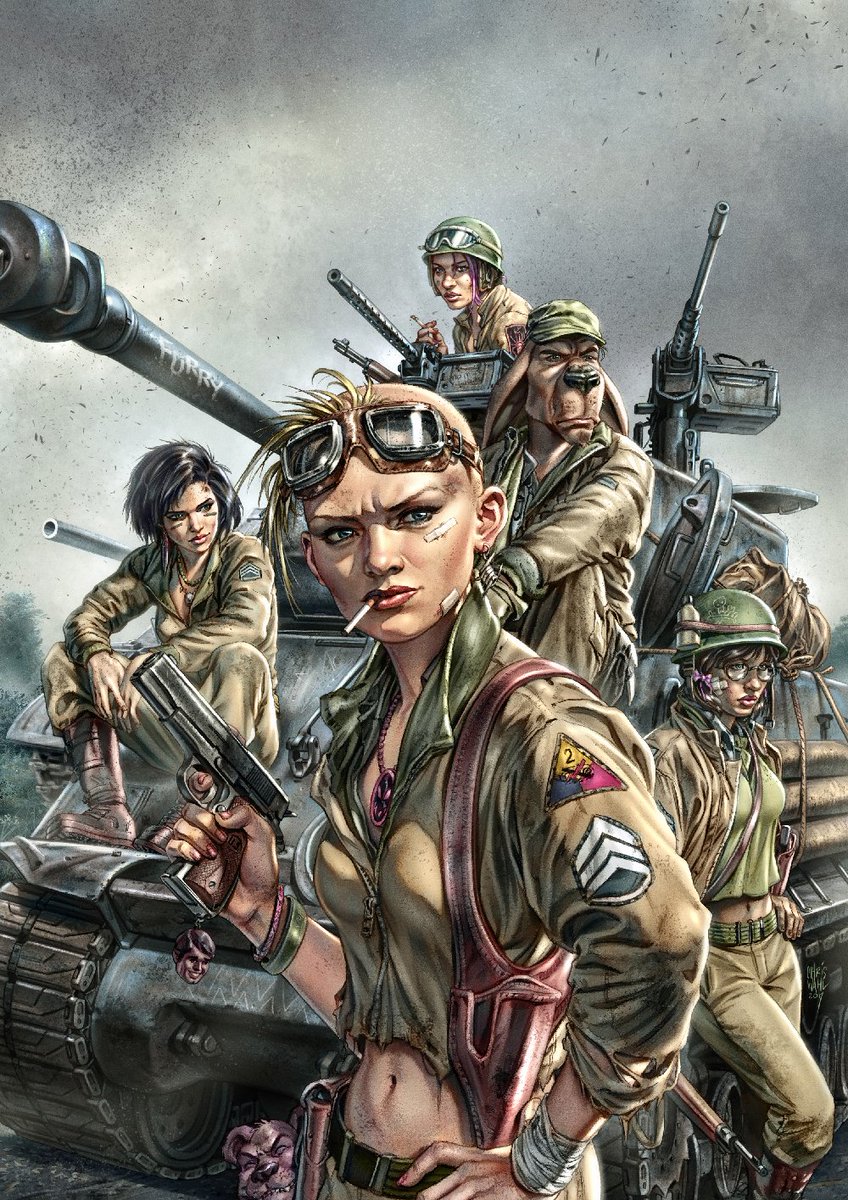 chriswahl73's tweet photo. Thanks everyone for the fantastic response yesterday to my Tank Girl cover showcase. For today's non-nft art for new #NFT friends, I'll give the people more of what they want...Tank Girl art. These two were covers done for the 'World War Tank Girl' comic series. https://t.co/7Jny7Tfn6Q